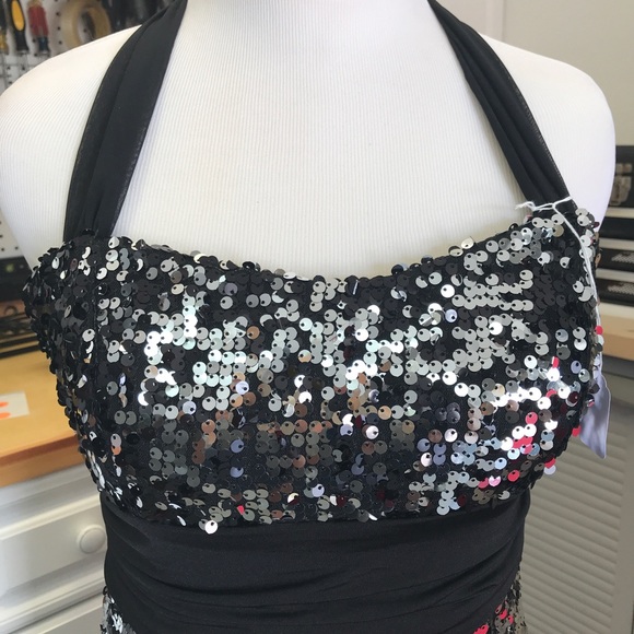 Speechless Stunning Black & Silver Sequin Long Gown - Picture 3 of 6